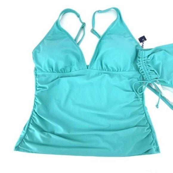 NWT Sonnet Shores Turquoise Tankini Size 16W XL Ruched Hi Waisted Bottoms - Picture 6 of 16